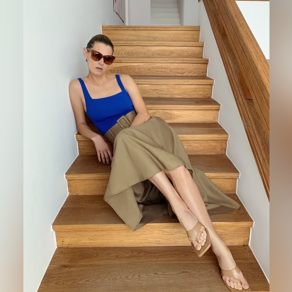 Zara belted rustic skirt